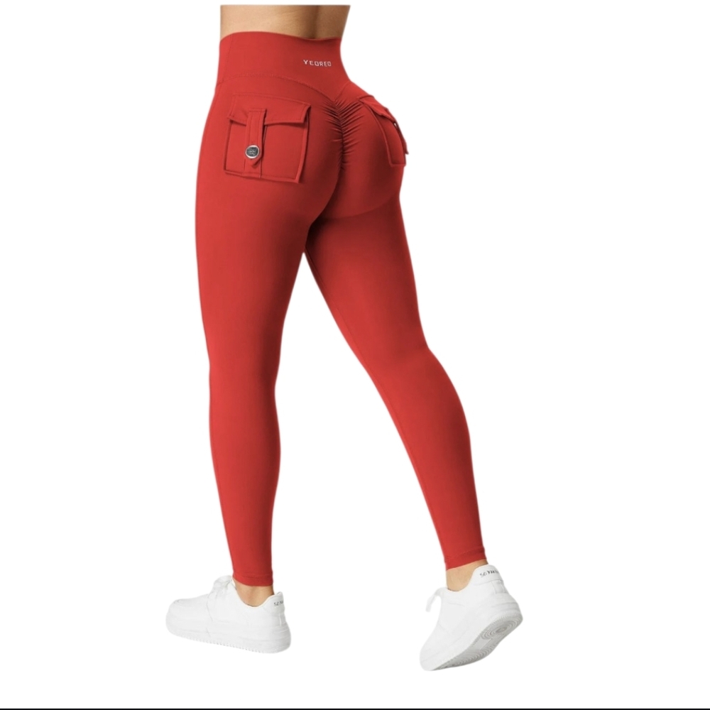 YEOREO Red High-Waisted Leggings